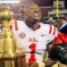 A.J. Brown holding the Egg Bowl Trophy
